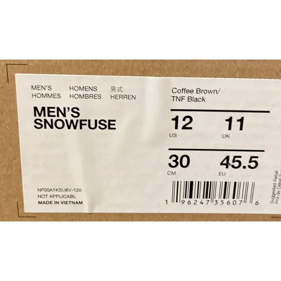 The North Face Snowfuse Brown Waterproof AT All Terrain Hiking Boots Mens 12